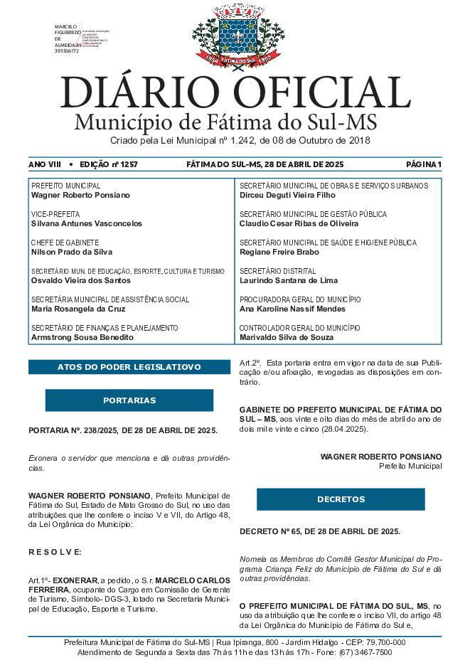 Diário Oficial - Edição nº 1257