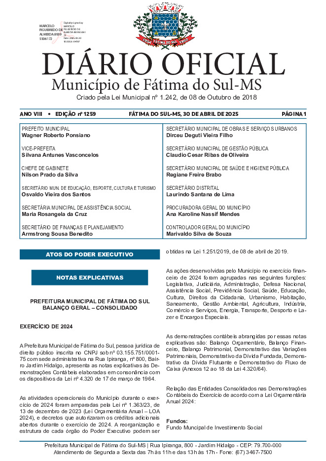 Diário Oficial - Edição nº 1259