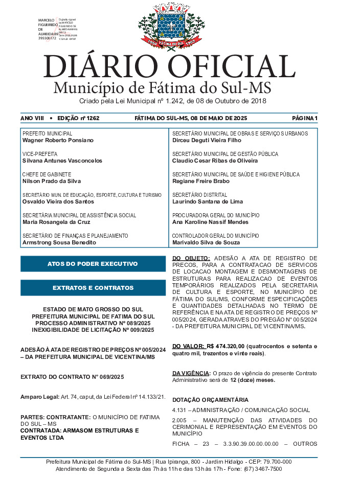 Diário Oficial - Edição nº 1262