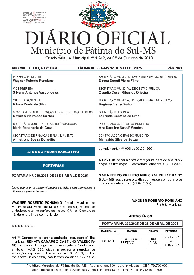 Diário Oficial - Edição nº 1264