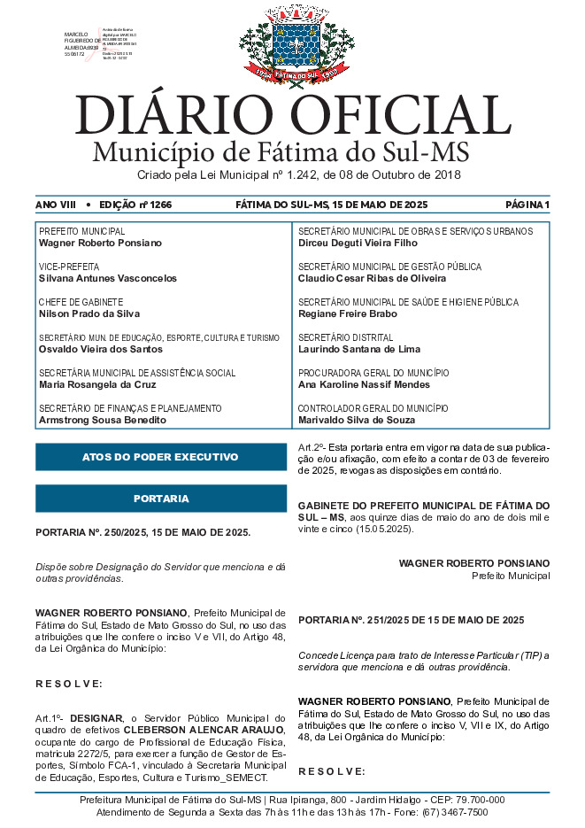 Diário Oficial - Edição nº 1266