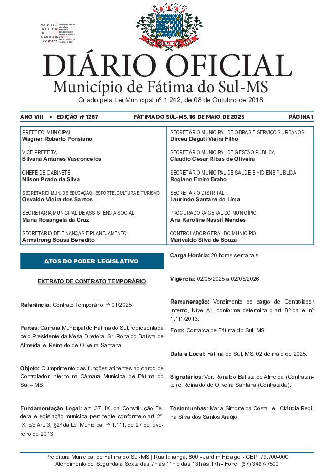Diário Oficial - Edição nº 1267