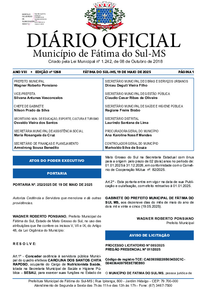 Diário Oficial - Edição nº 1268