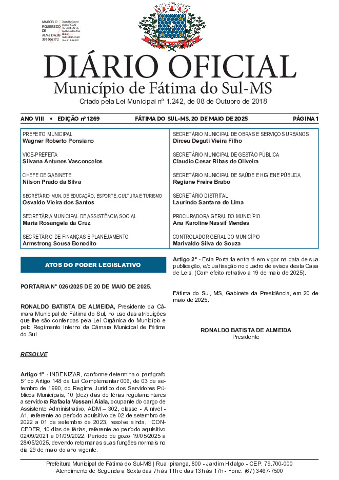 Diário Oficial - Edição nº 1269