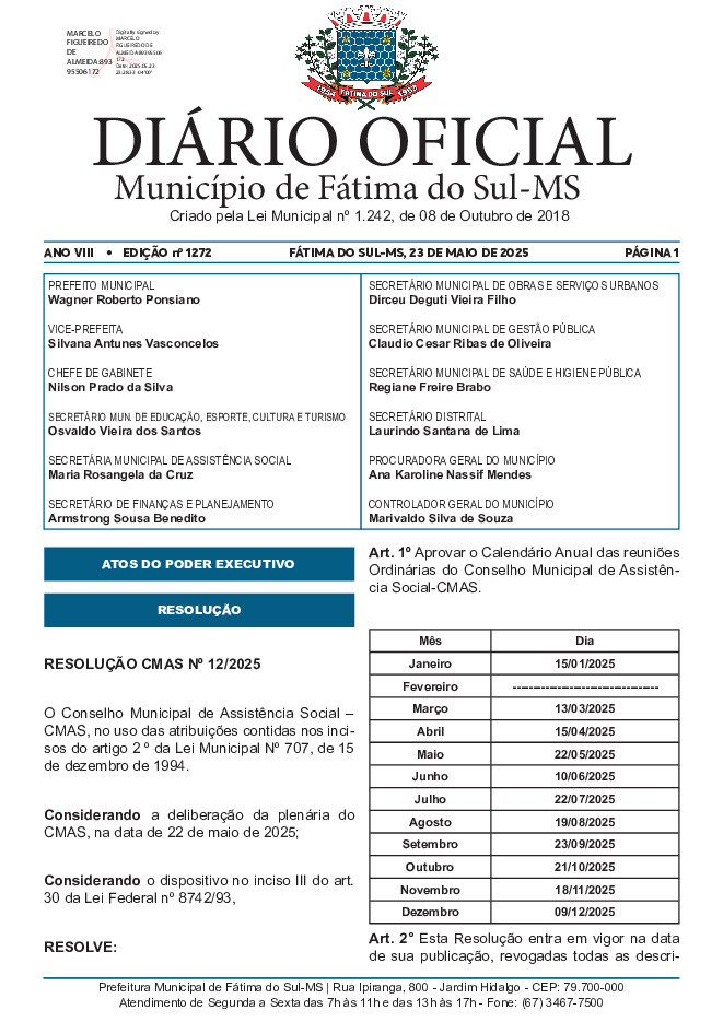 Diário Oficial - Edição nº 1272
