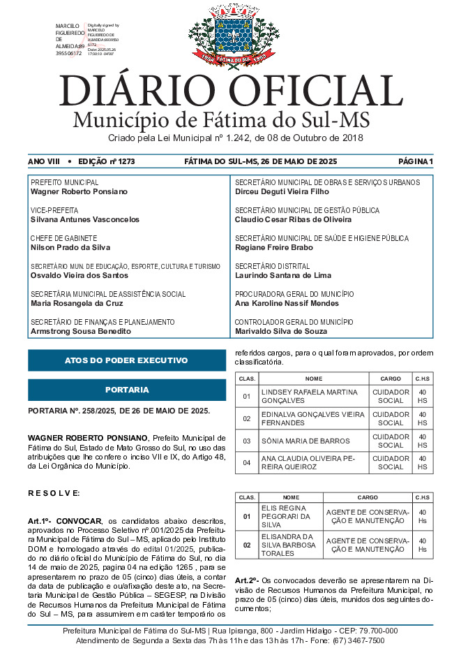 Diário Oficial - Edição nº 1273