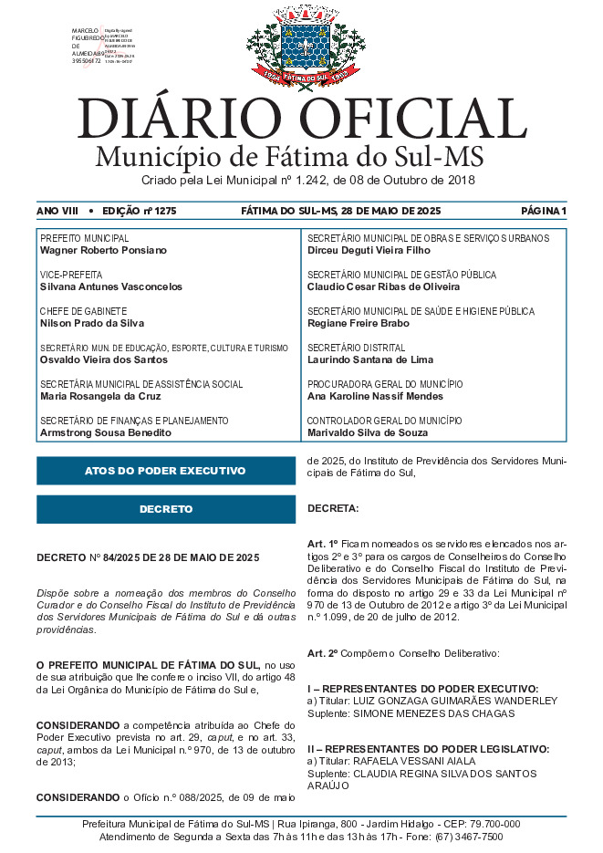 Diário Oficial - Edição nº 1275