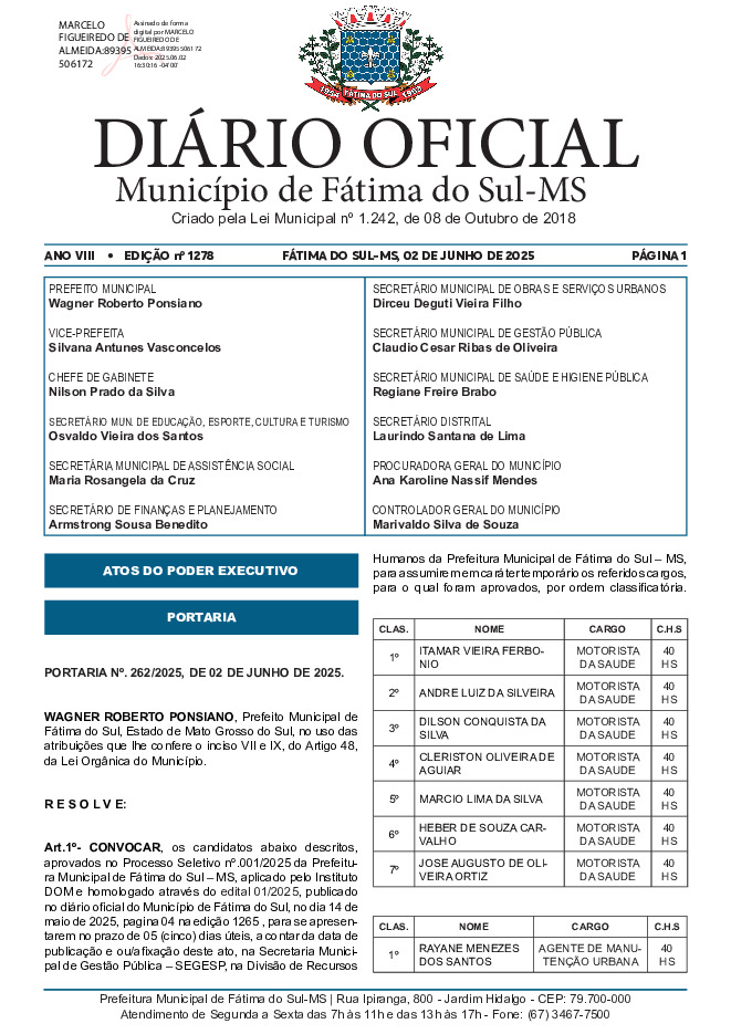 Diário Oficial - Edição nº 1278