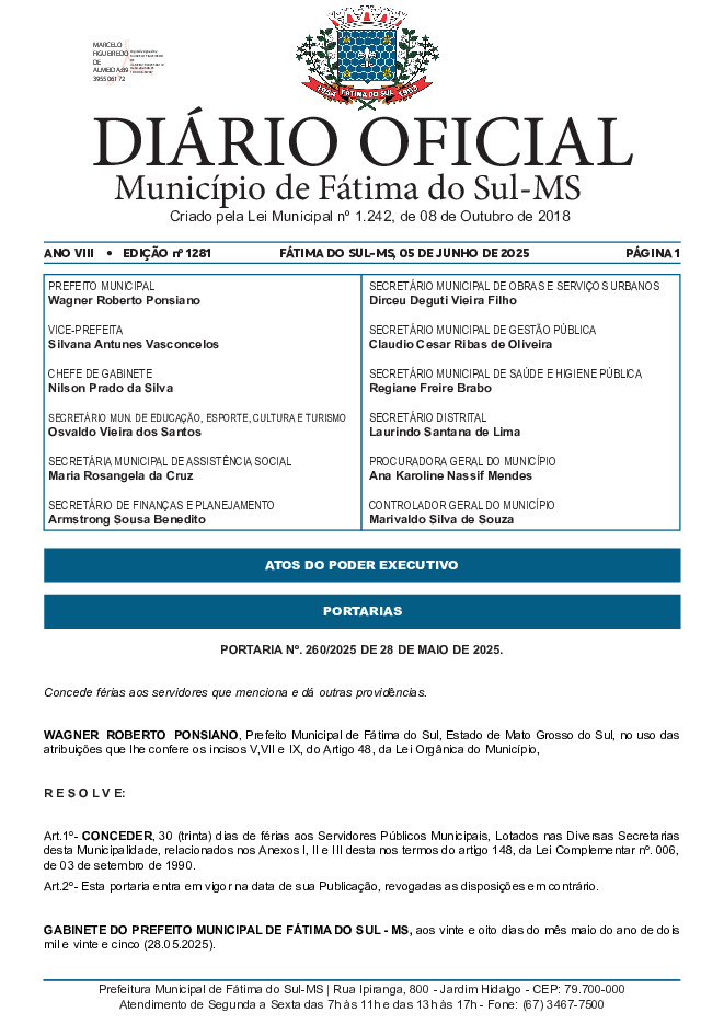 Diário Oficial - Edição nº 1281