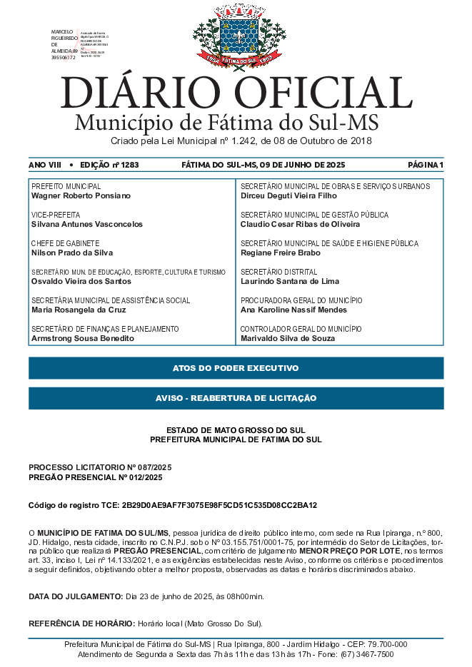 Diário Oficial - Edição nº 1283