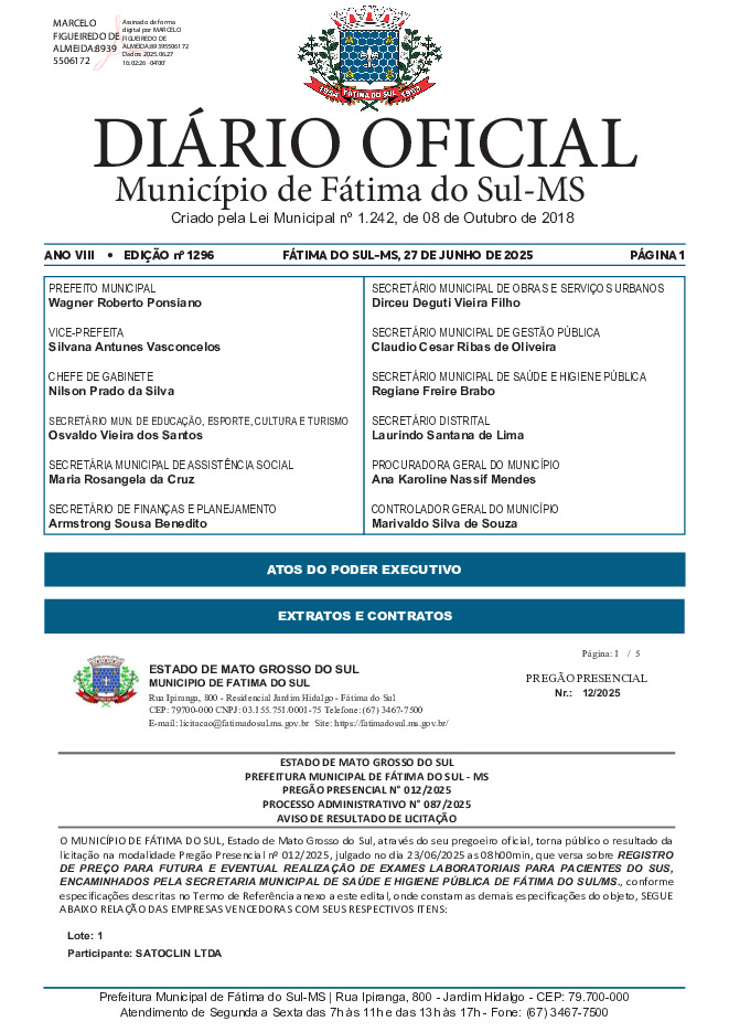 Diário Oficial - Edição nº 1296