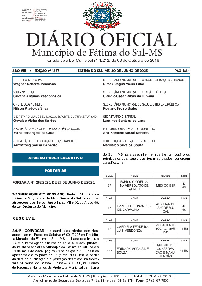 Diário Oficial - Edição nº 1297