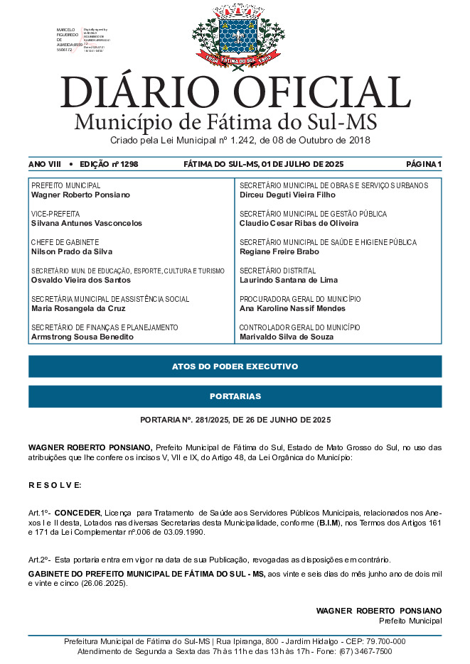 Diário Oficial - Edição nº 1298