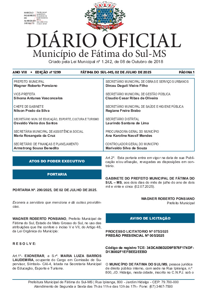 Diário Oficial - Edição nº 1299