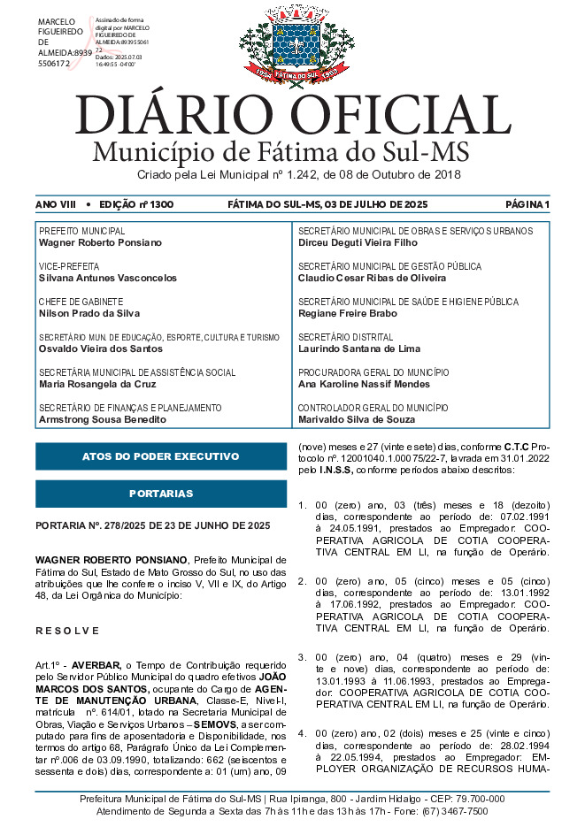 Diário Oficial - Edição nº 1300