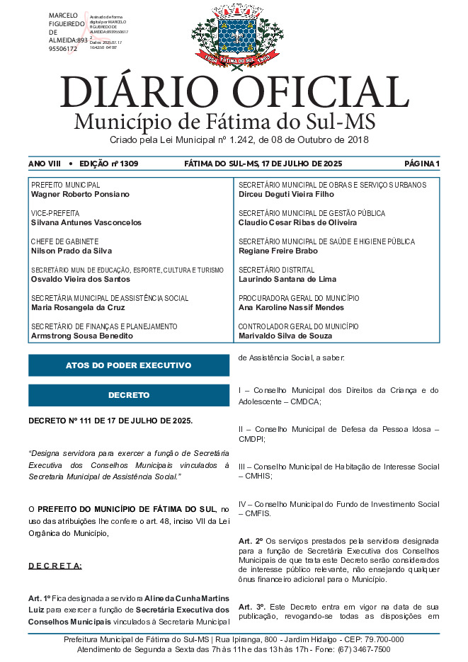 Diário Oficial - Edição nº 1309