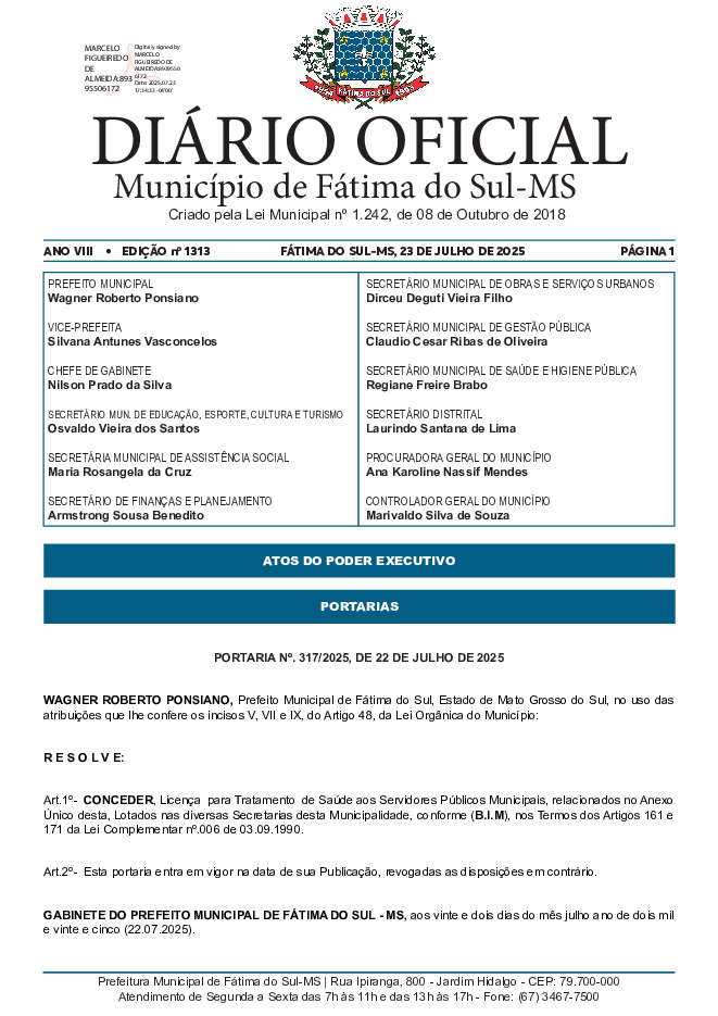 Diário Oficial - Edição nº 1313