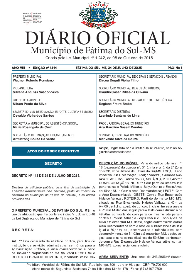 Diário Oficial - Edição nº 1314