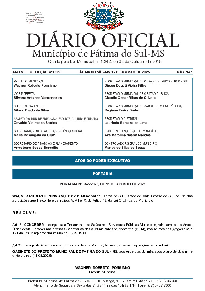 Diário Oficial - Edição nº 1329