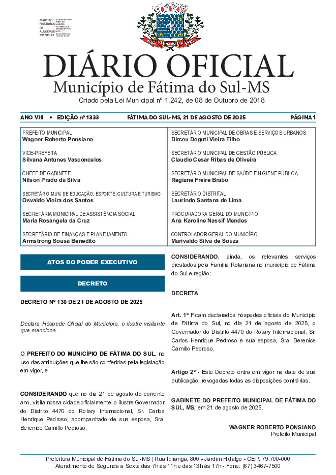 Diário Oficial - Edição nº 1333