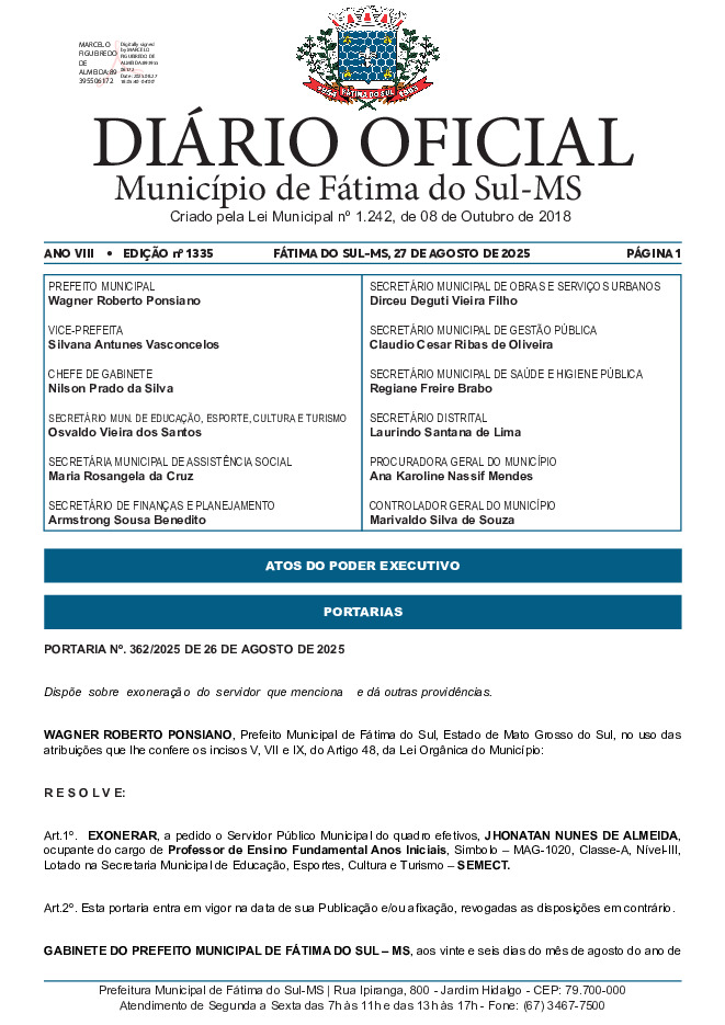 Diário Oficial - Edição nº 1335