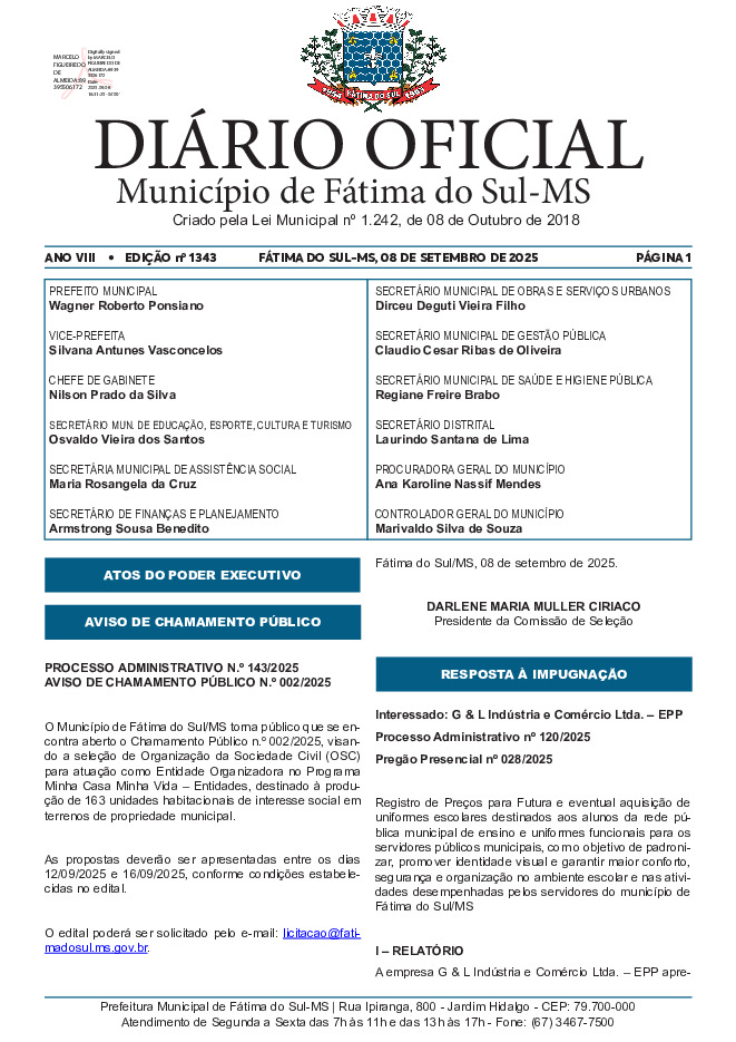 Diário Oficial - Edição nº 1343