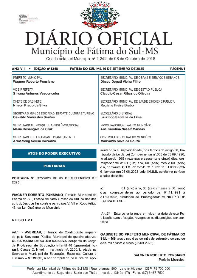 Diário Oficial - Edição nº 1348