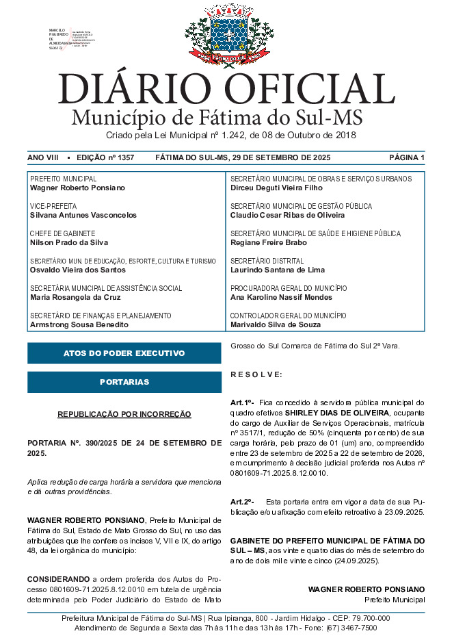 Diário Oficial - Edição nº 1357