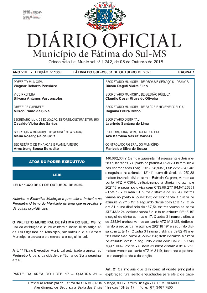 Diário Oficial - Edição nº 1359