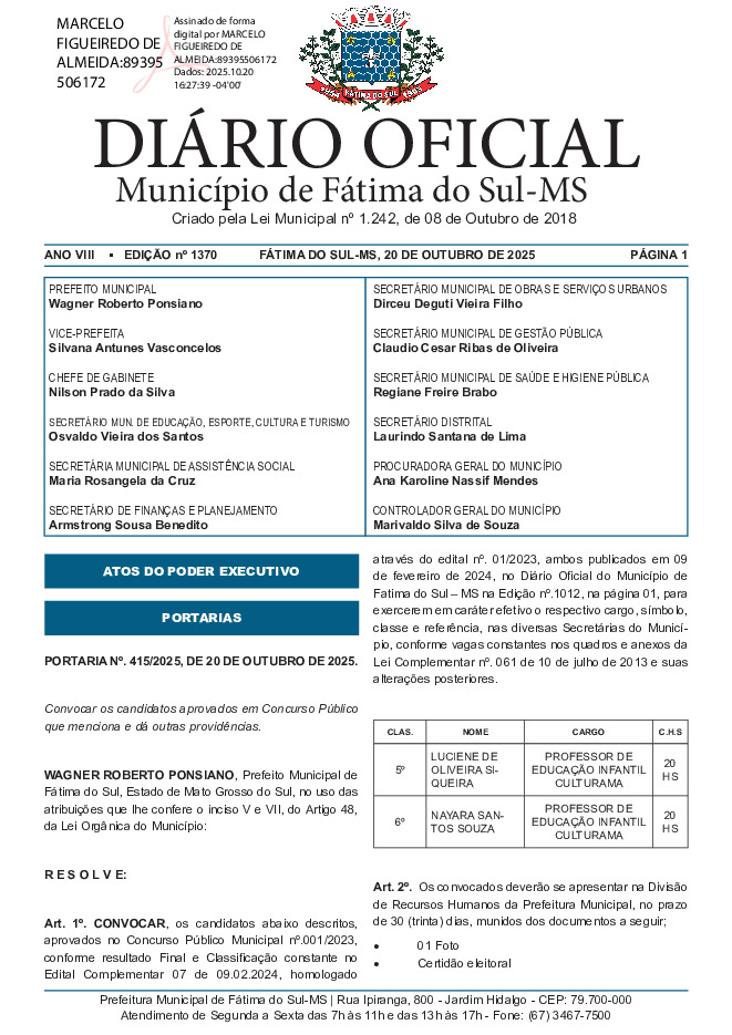 Diário Oficial - Edição nº 1370