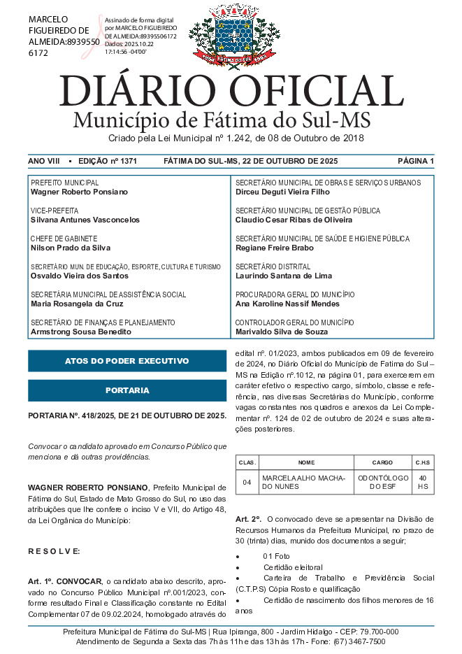 Diário Oficial - Edição nº 1371