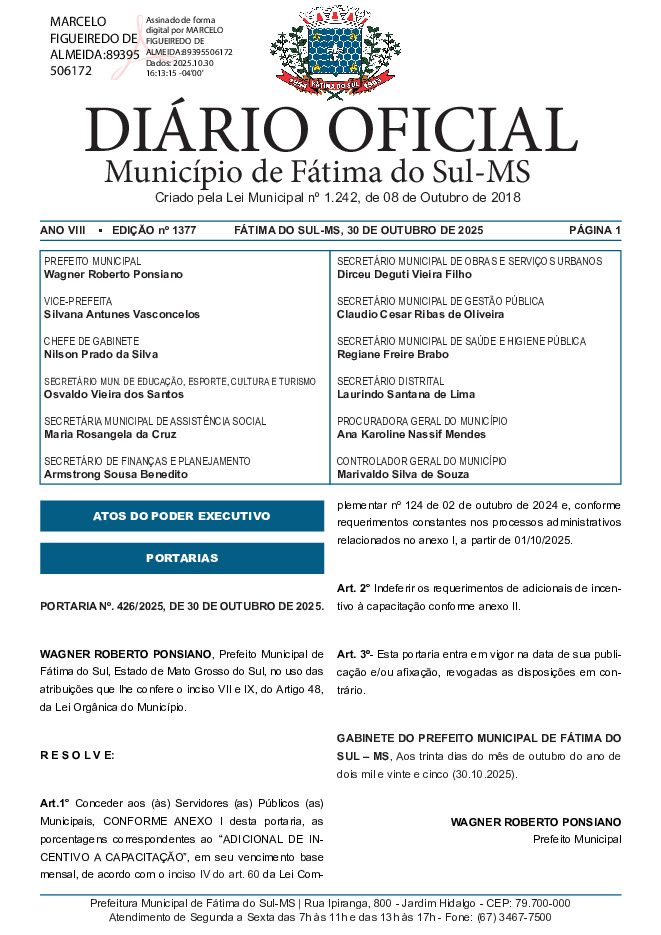 Diário Oficial - Edição nº 1377