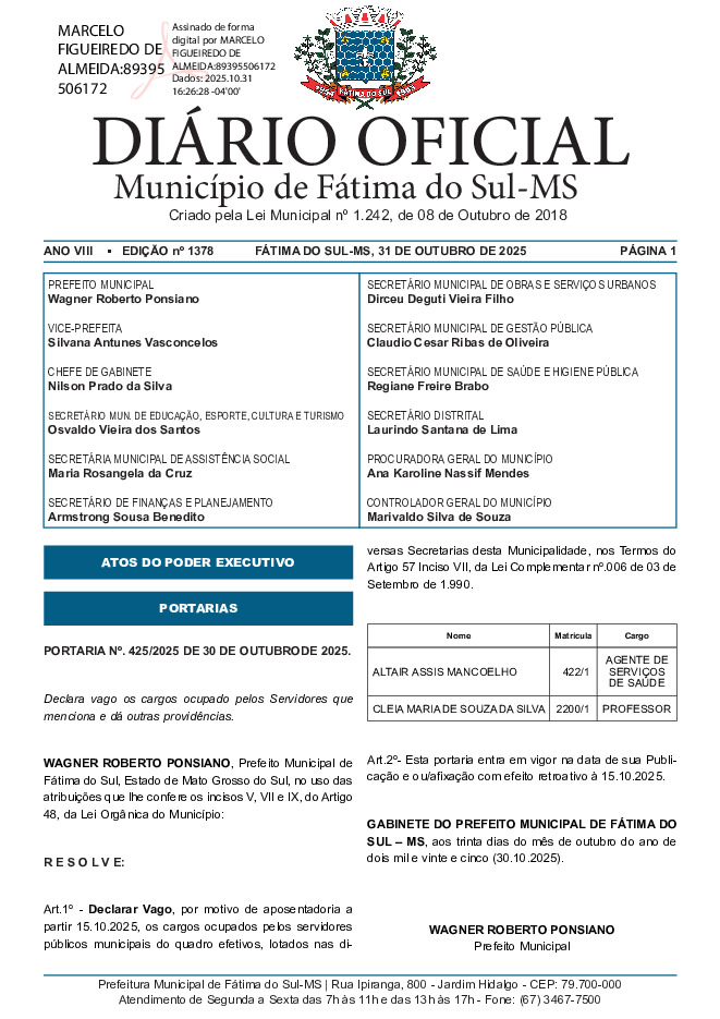 Diário Oficial - Edição nº 1378