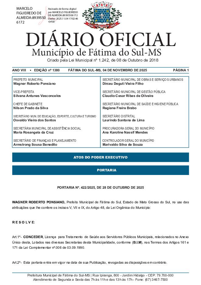 Diário Oficial - Edição nº 1380