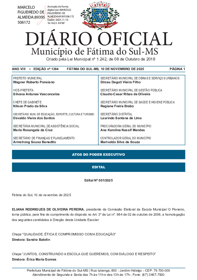 Diário Oficial - Edição nº 1384