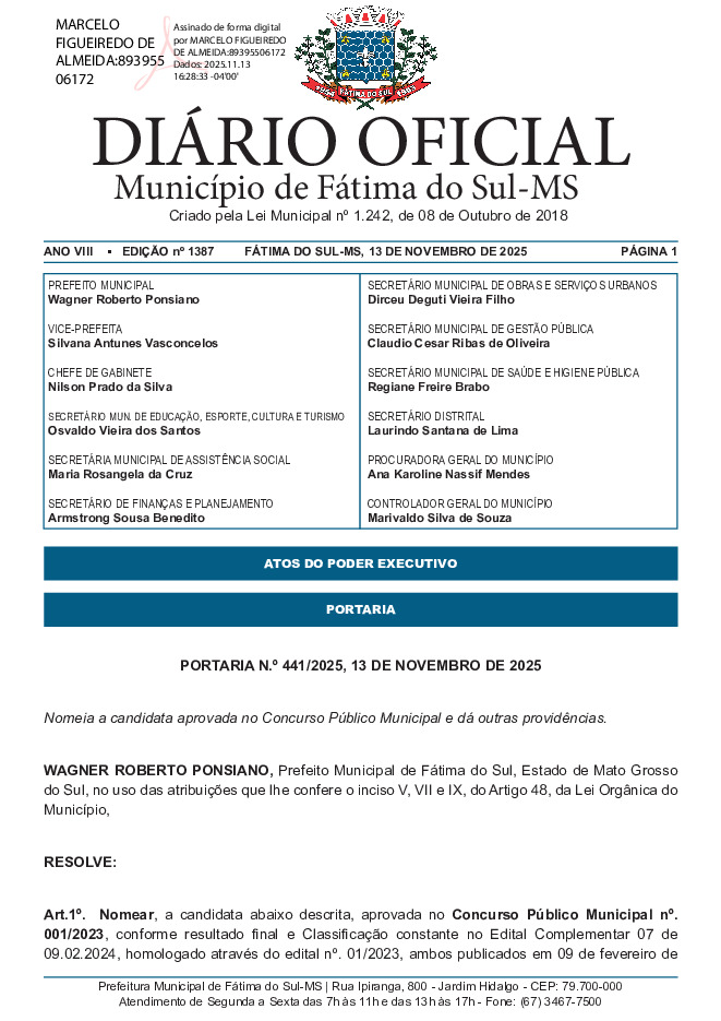 Diário Oficial - Edição nº 1387