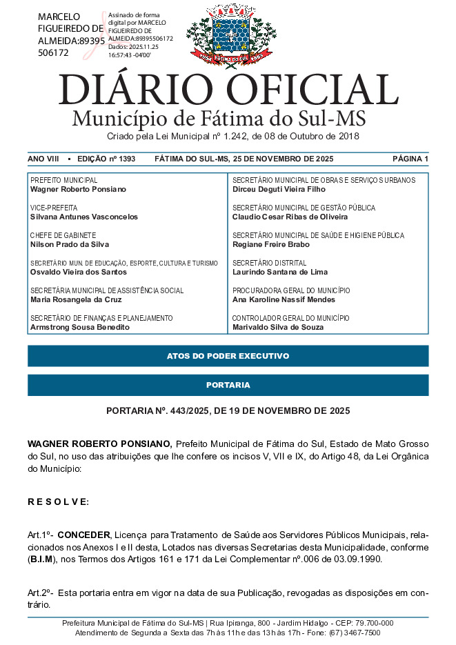 Diário Oficial - Edição nº 1393