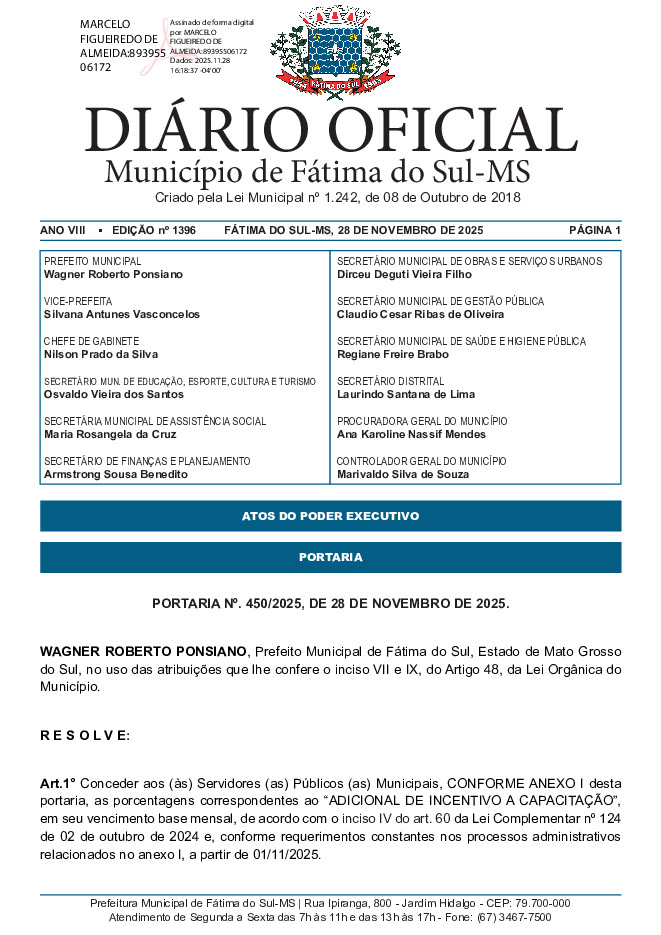 Diário Oficial - Edição nº 1396