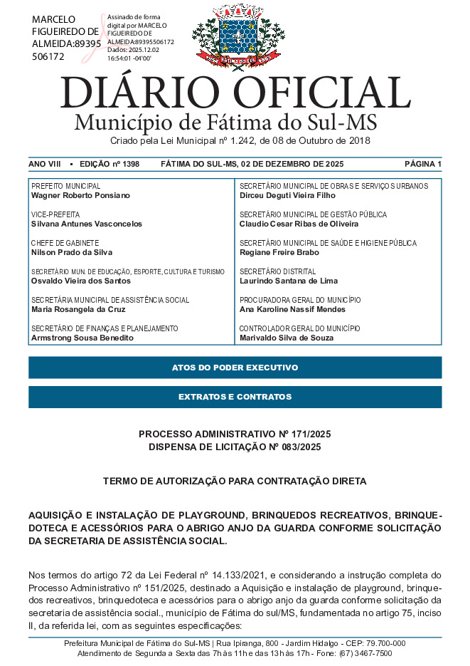 Diário Oficial - Edição nº 1398