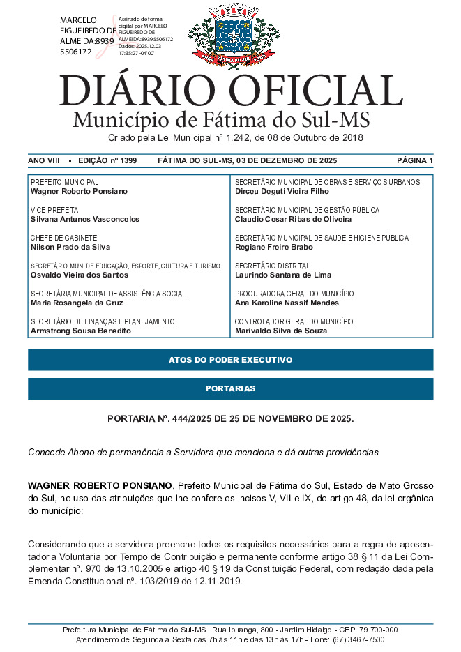 Diário Oficial - Edição nº 1399