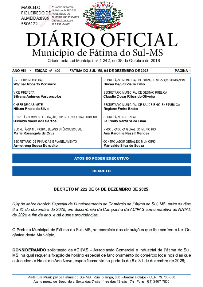 Diário Oficial - Edição nº 1400