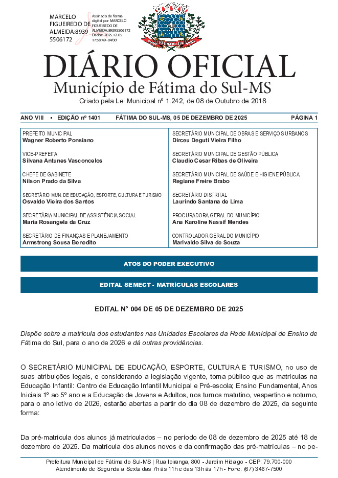 Diário Oficial - Edição nº 1401