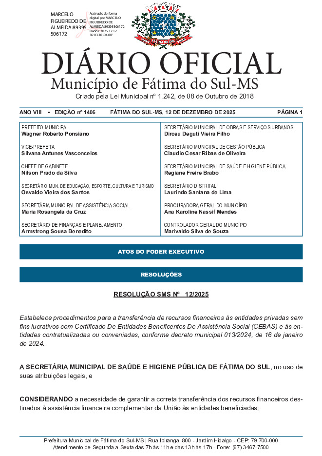 Diário Oficial - Edição nº 1406