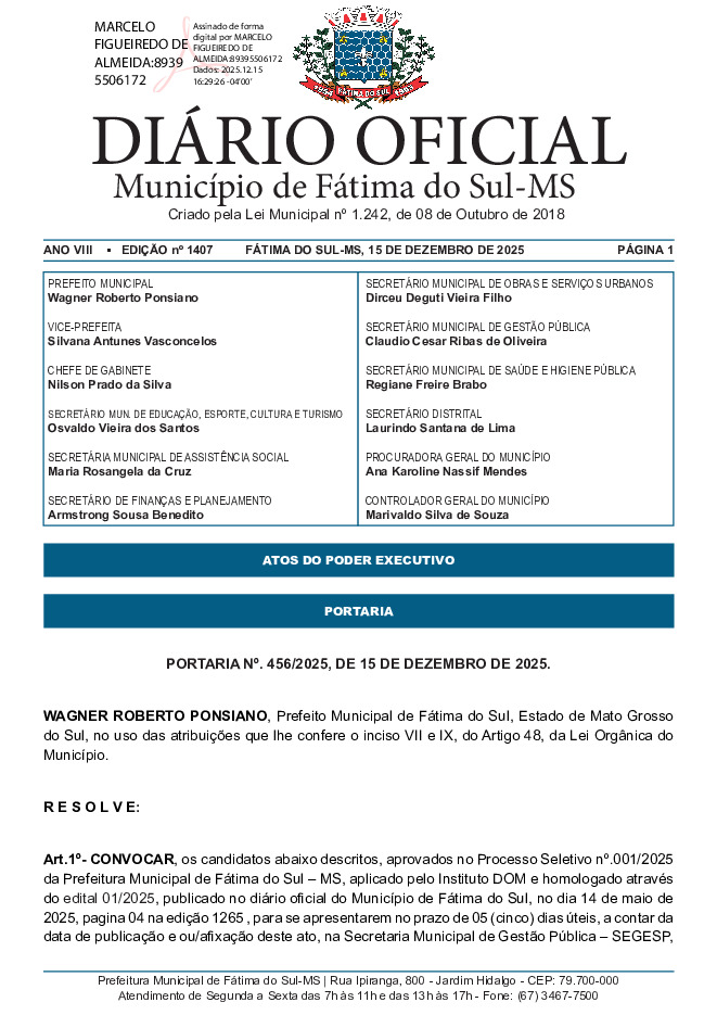 Diário Oficial - Edição nº 1407