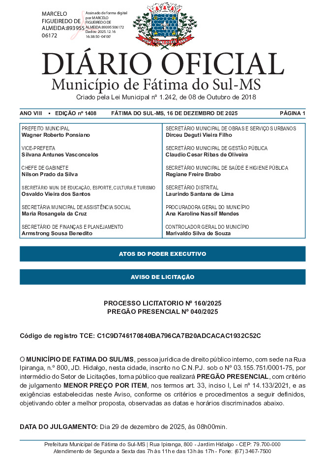 Diário Oficial - Edição nº 1408