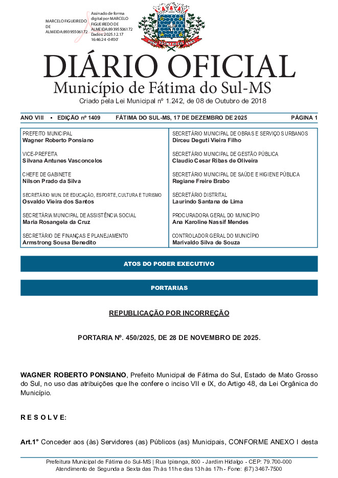 Diário Oficial - Edição nº 1409