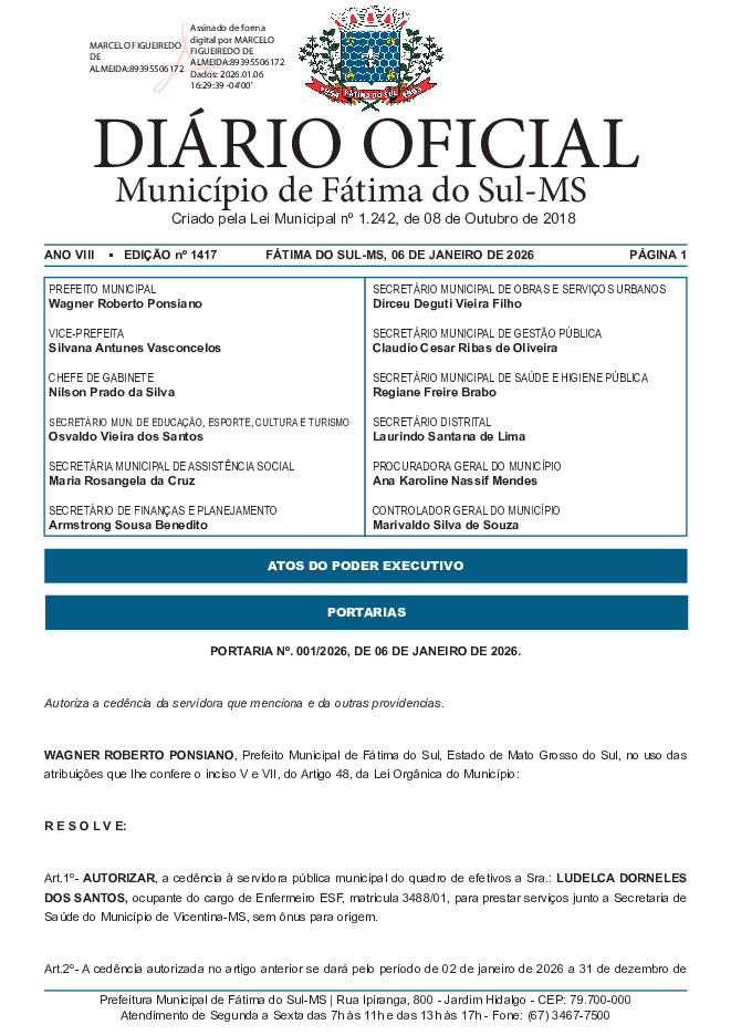 Diário Oficial - Edição nº 1417