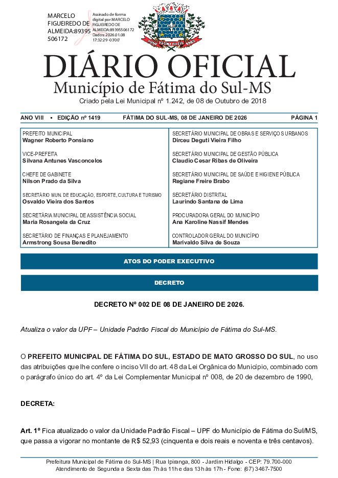 Diário Oficial - Edição nº 1419