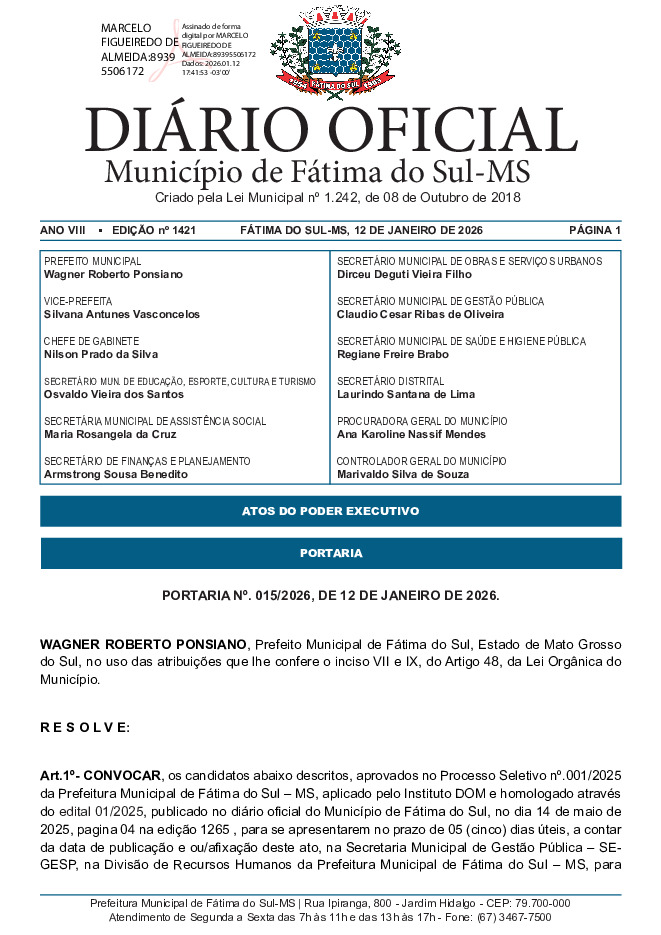 Diário Oficial - Edição nº 1421