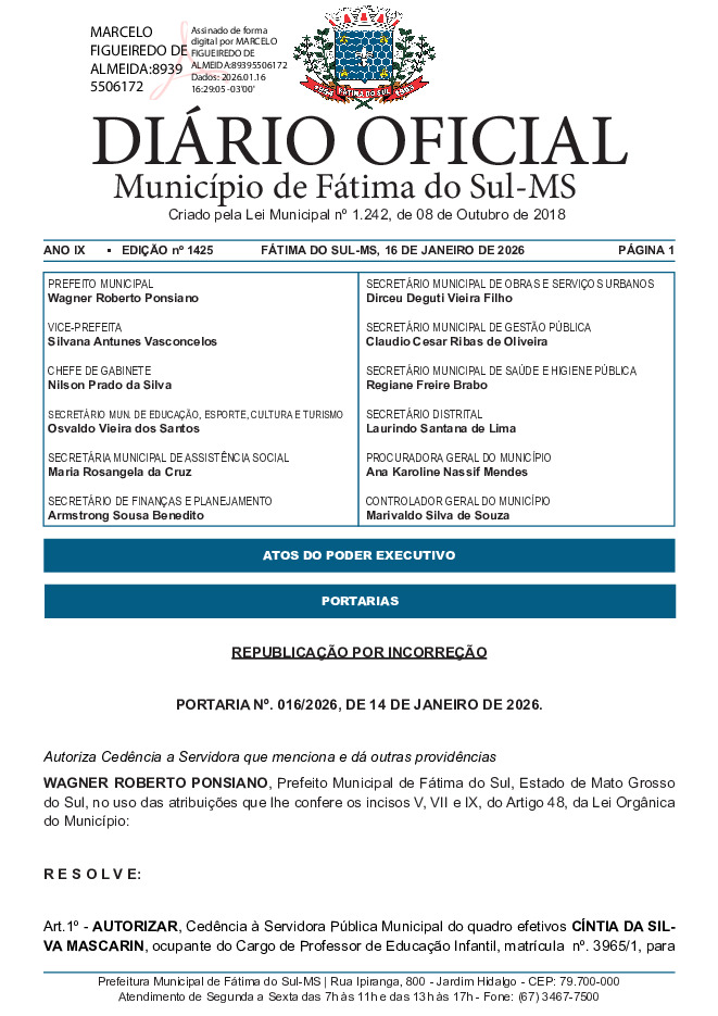 Diário Oficial - Edição nº 1425